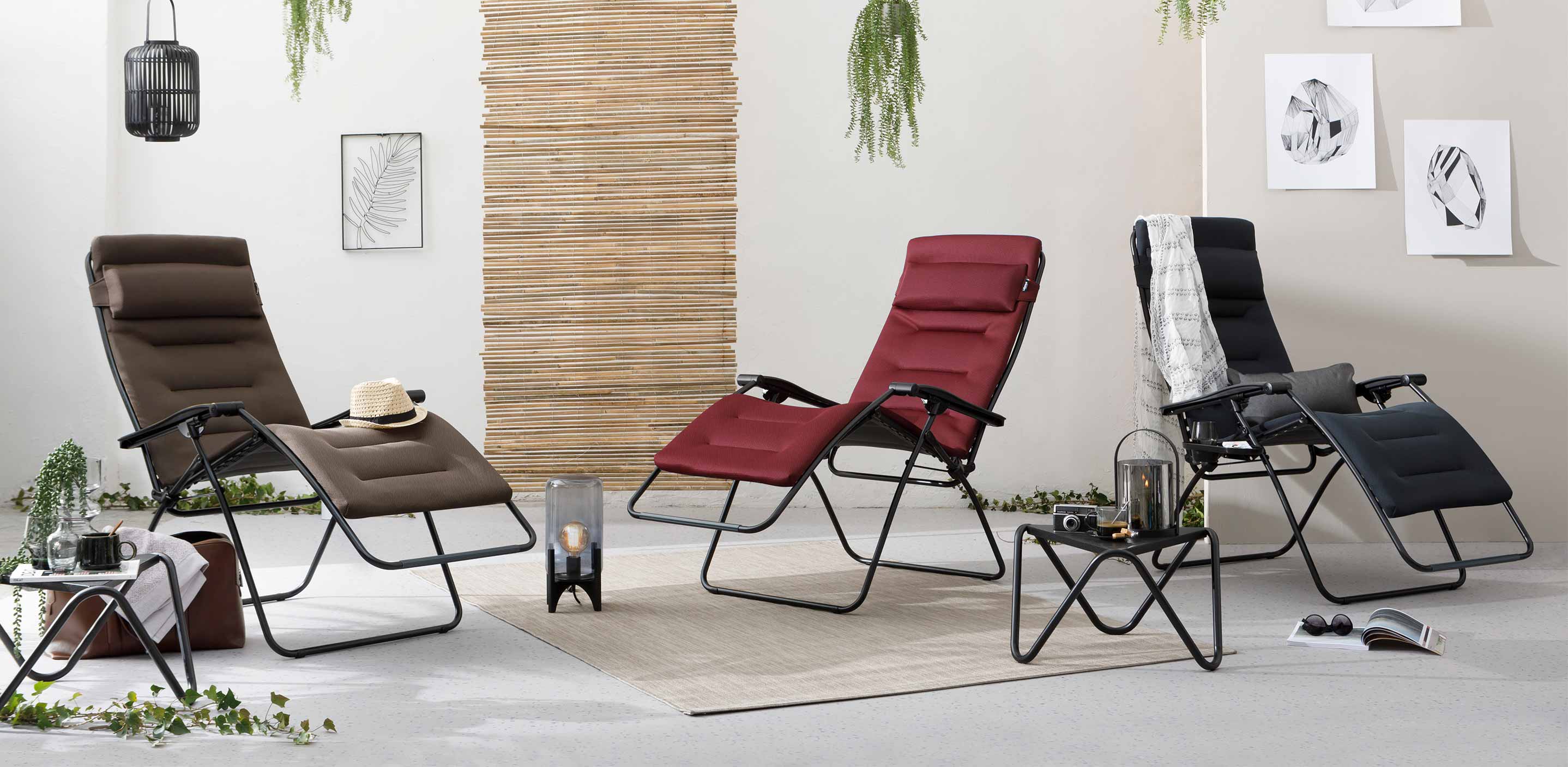 reclining chair rsxa clip air comfort bordeaux tubing black | LAFUMA  MOBILIER | Sessel