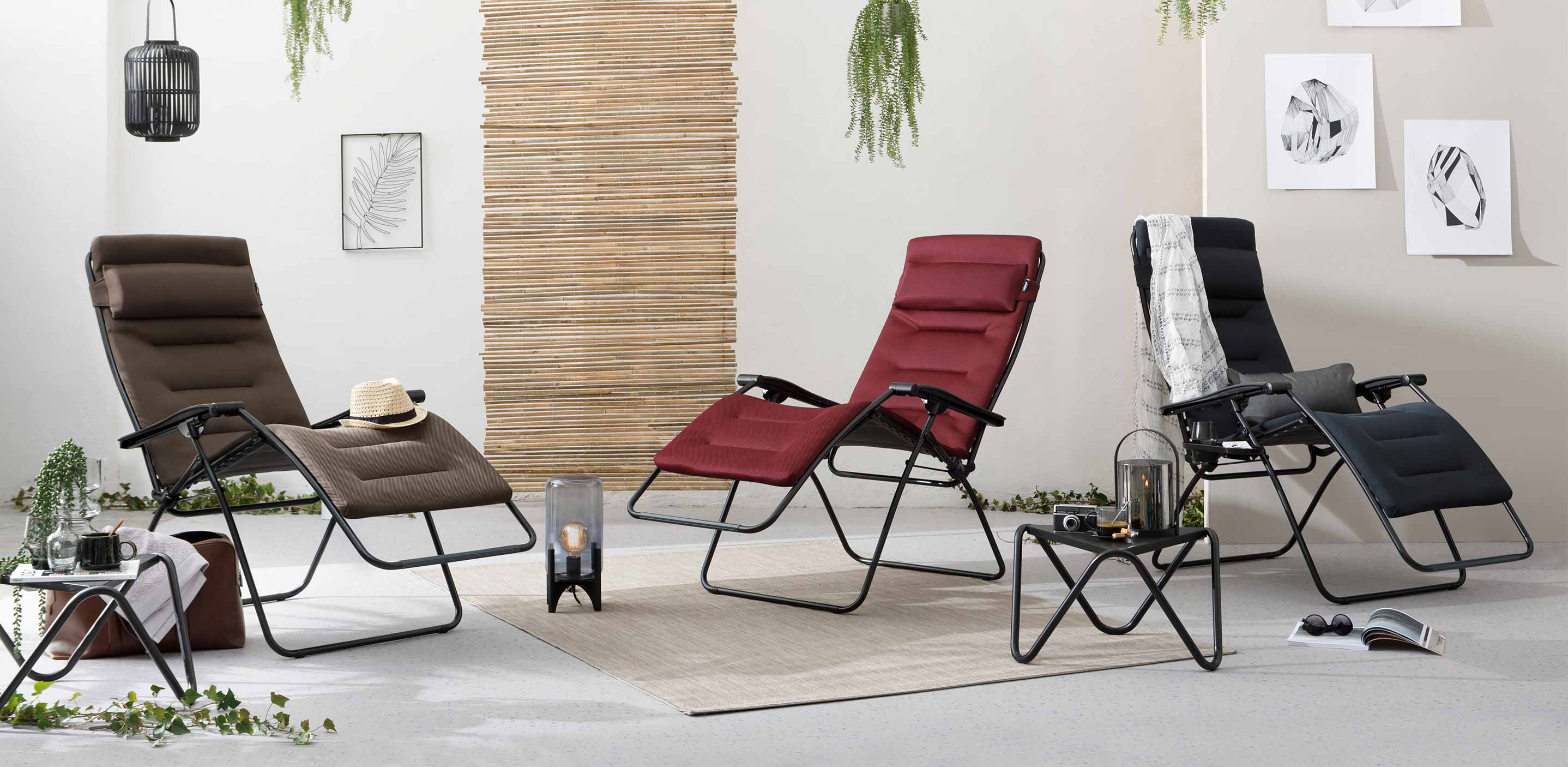 reclining chair rsxa clip air comfort bordeaux tubing black | LAFUMA  MOBILIER