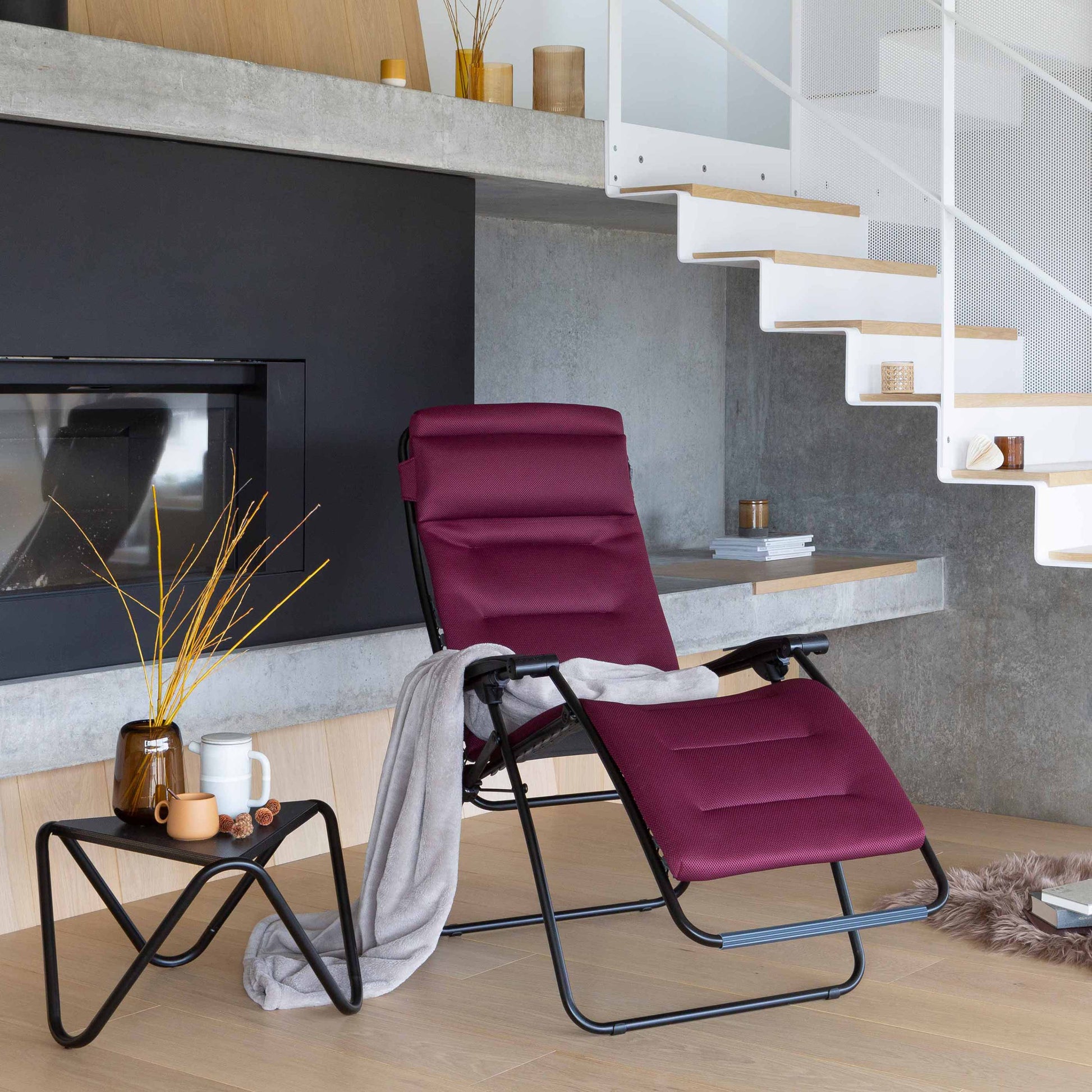 reclining chair rsxa clip air comfort bordeaux tubing black | LAFUMA  MOBILIER