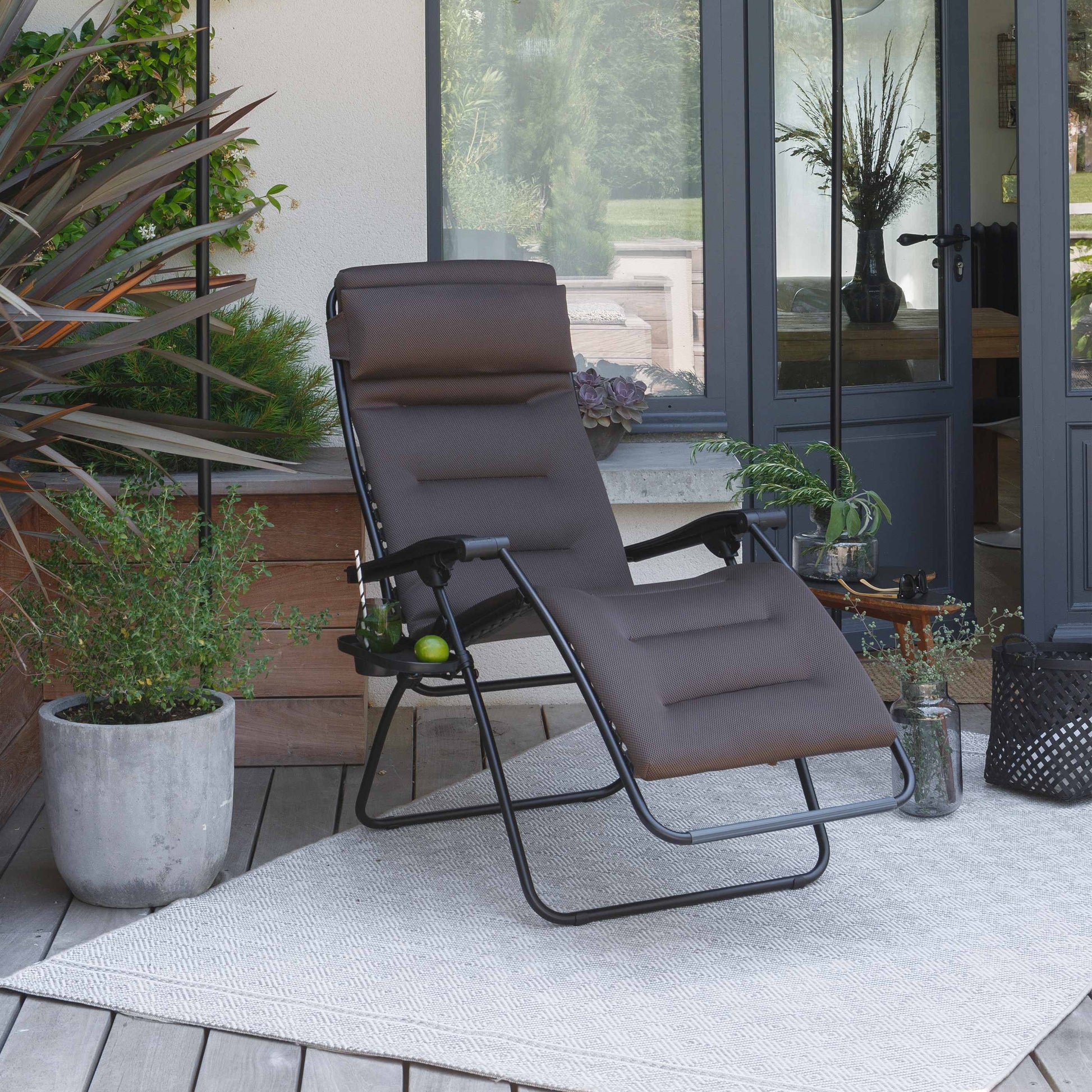 reclining chair rsxa clip air comfort taupe tubing black | LAFUMA MOBILIER