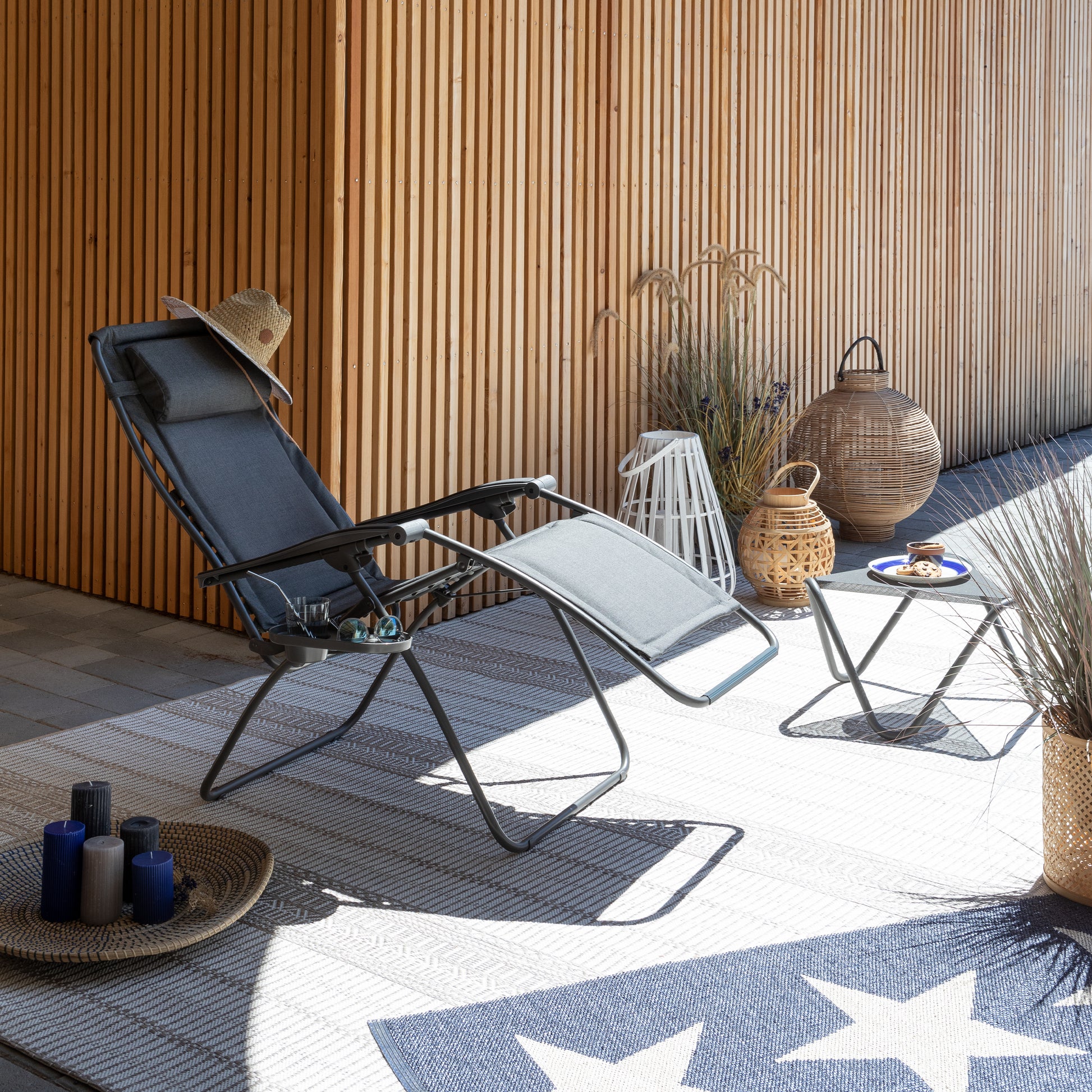 reclining chair rsxa clip sunbrella tubing black LAFUMA MOBILIER