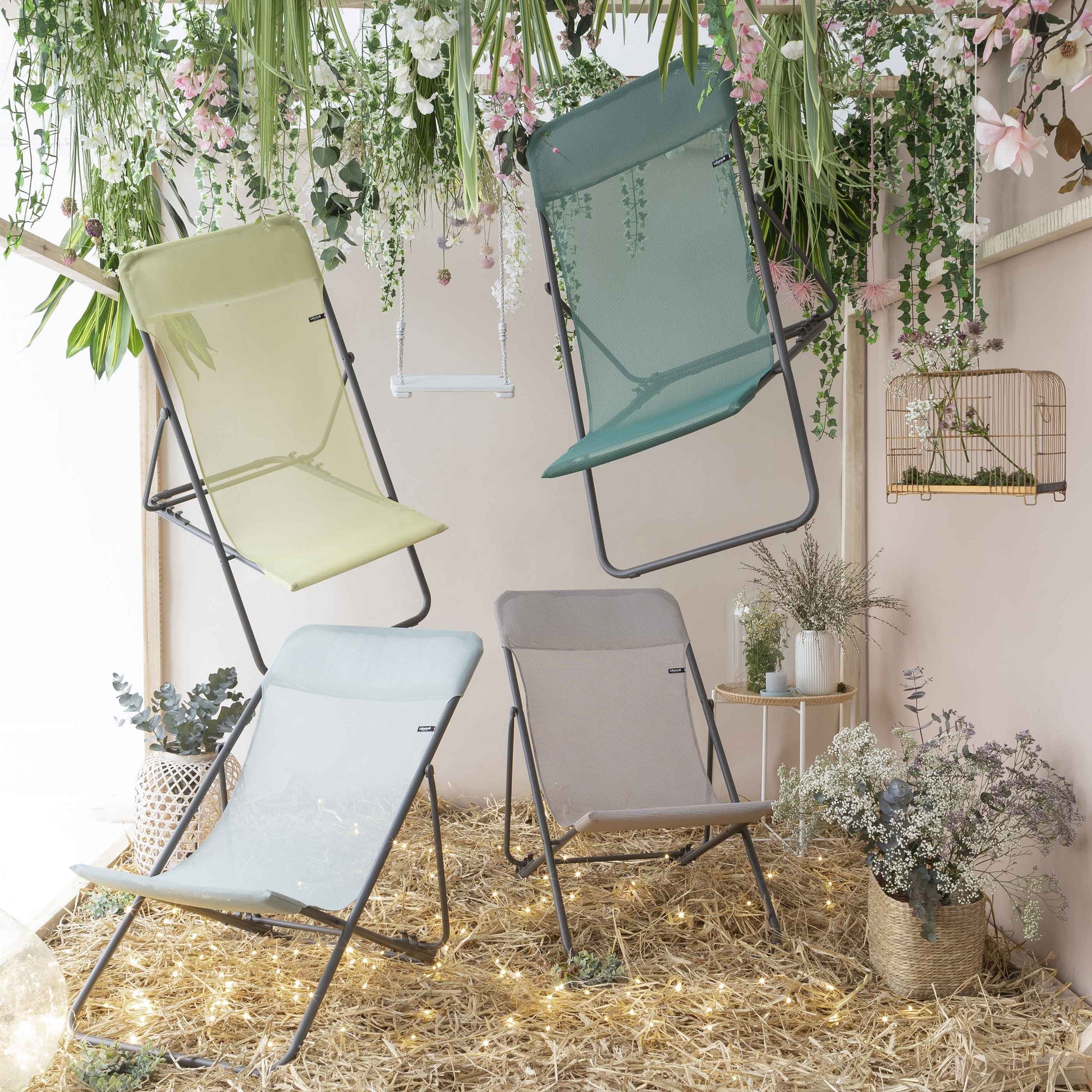 lafuma tent deckchair maxi transat Batyline®iso magnolia tubing titane